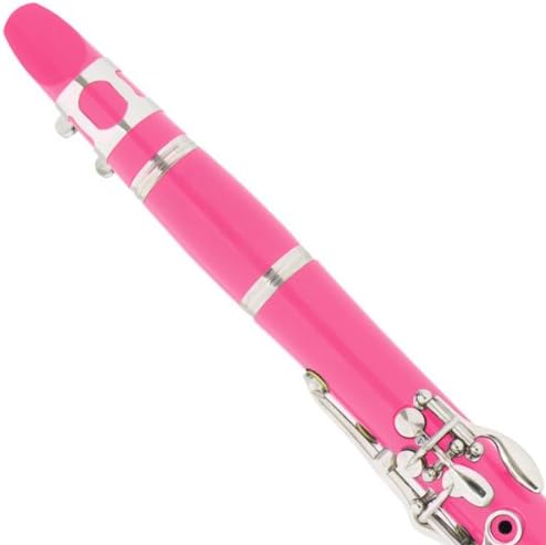 Mendini MCT-PK+SD+PB+92D Pink ABS B Flat Clarinet with Tuner, Case, Stand, Mouthpiece, 10 Reeds and More