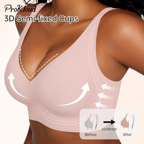 Image of ProKloud WirelessTriangle Bralettes for Women Plunge Unlined Unpadded Bras | No Underwire Comfortable Everyday Tshirt Bra,Hook and Eye Closure