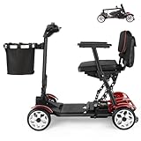 GOKEEP Mobility Scooter – Lightweight, Foldable, Intelligent Electric Control Motor 270W for Seniors & Adults | Powered Mobility Scooters - Red