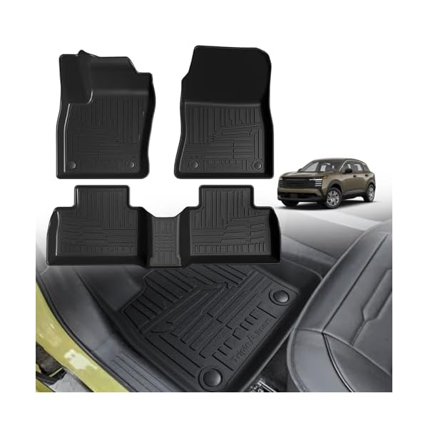 TripleAliners All Weather Floor Mats Compatible with 2025 Nissan Kicks Interior Accessories 1st & 2nd Row Floor Liners Custom Fit Anti-Slip TPE Full Coverage Protection Waterproof Car Mats