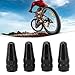 Aluminum Valve for Road for Bike and Mountain for Bike – 4-Pack/AV Inner Tube Tire Valve Covers, Waterproof, Colors: Black/Red/Blue/Gold(Black)