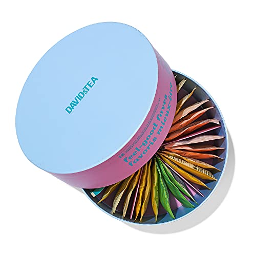DAVIDsTEA Feel Good Faves Sachet Tea Wheel Tea Gift Box, Full Leaf and Bigger Ingredients for Fuller Flavour Tea Sachets, Wellness Teas with Benefits, 36 tea bags