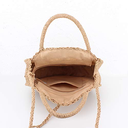 Image of Teeya Straw Crossbody Bag Women Weave Shoulder Bag Round Summer Beach Purse and Handbags