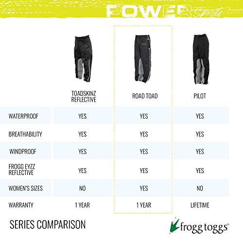 Frogg Toggs Road Toad Reflective Water-Resistant Rain Pant, Women's, Black, Size Large #TOP4