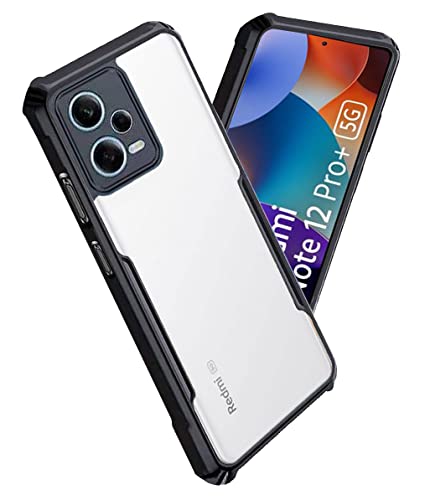 Image of A rtistque Clear Hard Transparent Acrylic Armor Anti-Drop Shockproof TPU Edge Back Cover Case for Mi Redmi Note 12 Pro Plus 5G - Black