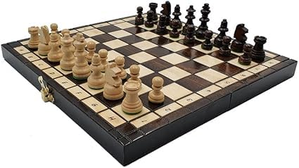 Jeu d'échecs voyage pliable en bois 27x27 cm avec 32 pièces