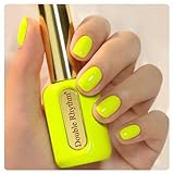 Double Rhythm 0.50 OZ Gel Polish Hema Free Same Color Same Bottle Golden Round Translucent Neutral Natural Milky 15 ML Jelly UV Polish Art DIY at Home (Neon Yellow-C1043)