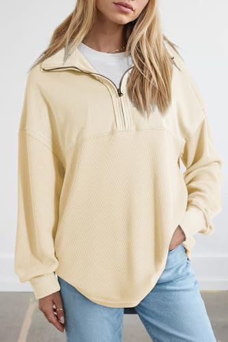 Image of SHEWIN Women Fall Sweatshirt Casual Half Zip Pullover Fall Top 2026 Clothes