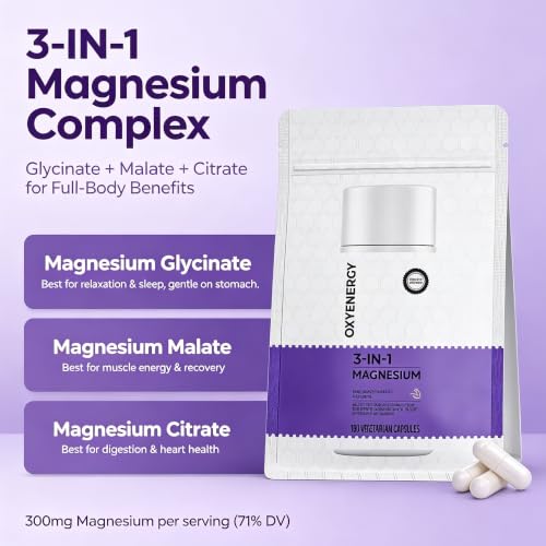 OxyEnergy Magnesium Complex for Women & Men, 300mg Magnesium Glycinate - image 5