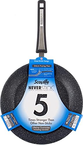 Scoville Sky Neverstick 24cm Frying Pan - Non-Stick, Suitable for All Cookers, Stylish Design, Easy to Clean, Medium Fry Pan, Grey/Black