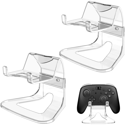 Image of 2 Packs Game Controller Holder Stand Compatible with Nintendo Switch 2 Xbox PS5 PS4 PC Controllers, Durable Universal Clear Display Stand for Almost All Controller