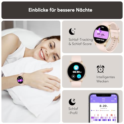 AcclaFit Smartwatch Damen Herren, 1.38 Zoll HD-Display Smart Watch mit Bluetooth Anrufe… – Ansicht 4