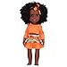 Zerodis 14 Pouces Nouveau-né bébé poupée, réaliste Africaine Fille Noire poupée Silicone bébé poupées Jouets Cadeau d'anniversaire pour garçons et Filles(Orange)
