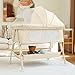 Kiniew Baby Crib for Newborn, Baby Bassinets Bedside Sleeper with Breathable Mesh & Mattress, Easy Move Crib for Newborns with Lockable Wheels, 4-Adjustable Height Beside Bassinet (Beige)