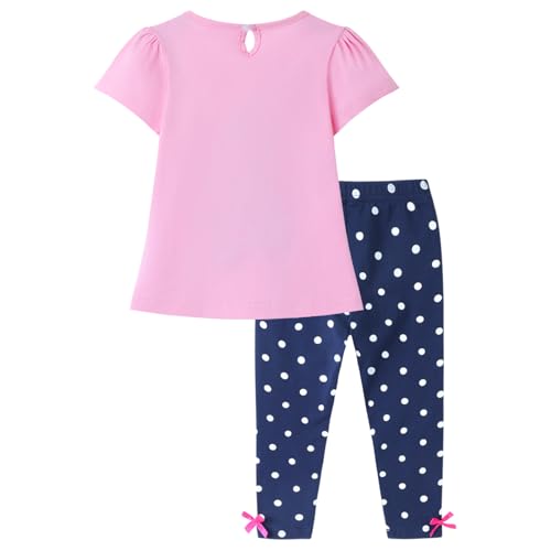 Image of HILEELANG Toddler Girl Easter Outfit Spring Summer Cotton Leggings Pants Tees Shirts Clothing Sets