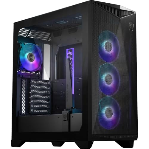 Image of MSI MPG GUNGNIR 300R Airflow Mid-Tower PC Case - E-ATX Capacity, 4 x 120 mm ARGB Fans with Hub Controller, Vertical GPU Support & Stand, Dust Filters, Cable Routing, USB Type-C (20Gbps)