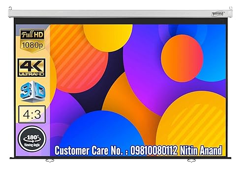 Image of Technolite 6 Ft. x 4 Ft., 84 inches Diagonal 4:3 Format, Supports Ultra HD-3D-4K Wall Type Spring Action Pull Down No Autolock Projector Screen (White)