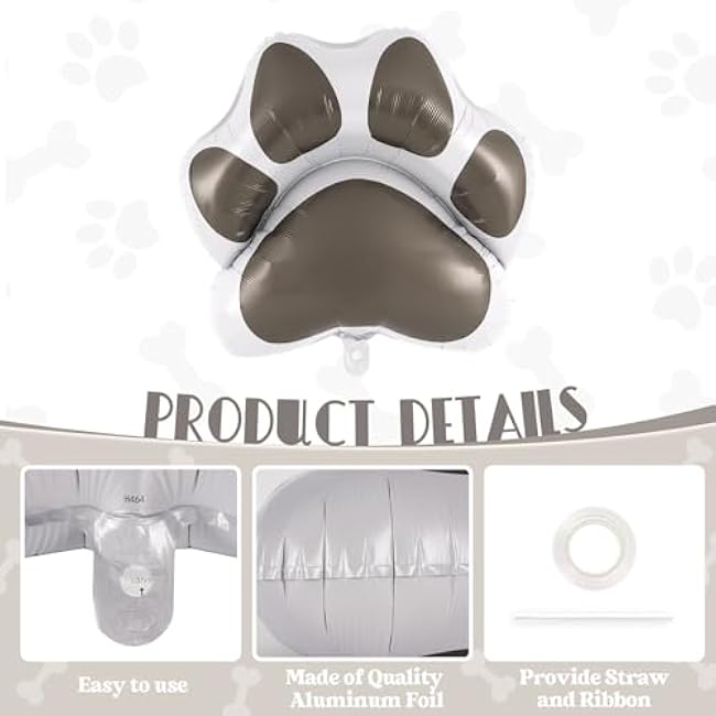 6 Pcs Dog Bone Balloons, Paw Print Balloon, 30 Inch Bone Shaped Foil Balloons,Dog Party Decorations, Paw Party Balloon for Pets Dogs Birthday Party Decoration Supplies