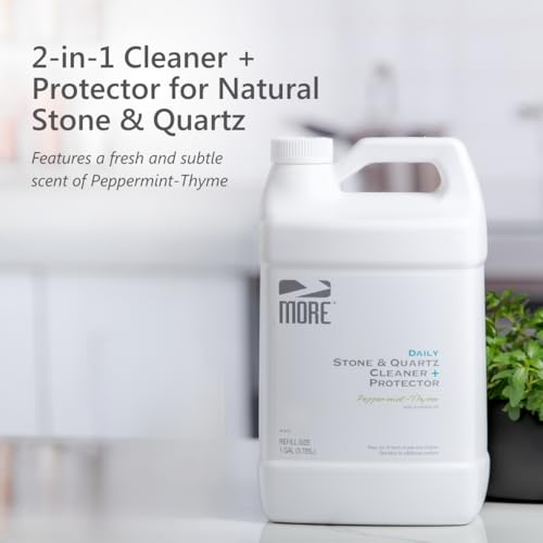 MORE Stone & Quartz Cleaner + Protector - Water-Based Surface Care Spray Refill - For Kitchen & Bathroom Countertops - Daily Cleaner/Protector - Peppermint-Thyme Essential Oil - 128oz - Thumbnail 2