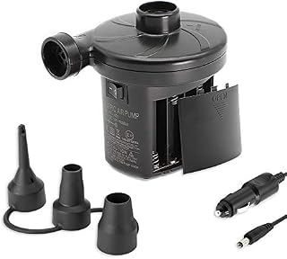 Tuomico Battery Electric Air Mattress Pump, Quick-Fill Inflator/Deflator with 3 Nozzleas for Camping