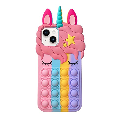 Asgens Pop Bubbles Case for iPhone 14 Plus, Cute Lovely Cartoon Unicorn Rainbow Pop Shockproof Silicone Soft Phone Case for Apple iPhone 14 Plus 6,7 inch by Asgens - Used condition - CA$3.99