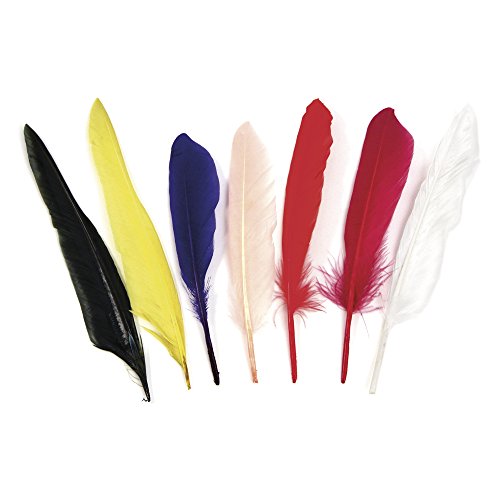 Rayher 8528549 Indianerfedern, 17,5 cm, Beutel 75 Stück, Farben gemischt, natürliche Federn, Schmuckfedern, Bastelfedern, Gänsefedern