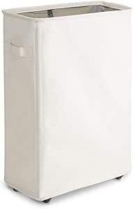 Cesto Portabiancheria Pieghevole In Cotone E Lino, Rotondo - Foto 3