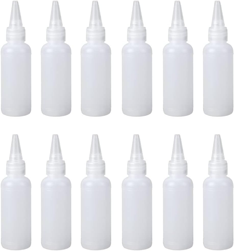 50PCS 10ml-250ml Plastic HDPE Squeeze Bottles with Twist Top Cap Travel Dispensing Containers for Paint Art Craft Liquids Lotion Glue Translucent (50ml-Hair water cover,True color)