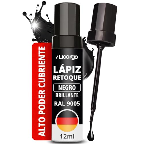 Pinturas para retoques | Licargo Lápiz De Retoque Negro Brillante Ral 9005 12ml Reparador Arañazos Coche Pintura Para Llantas Alto Poder Cubriente, Secado Rápido Desconchones Rozaduras, Fabricado En Alemania