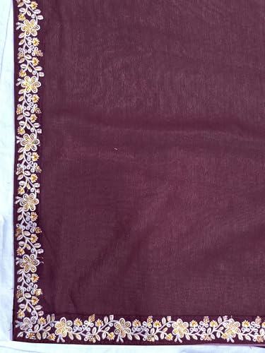 Image of Women's Bollywood Heavy Sequins Embroidery Work Georgette Saree with Unstitched Blouse