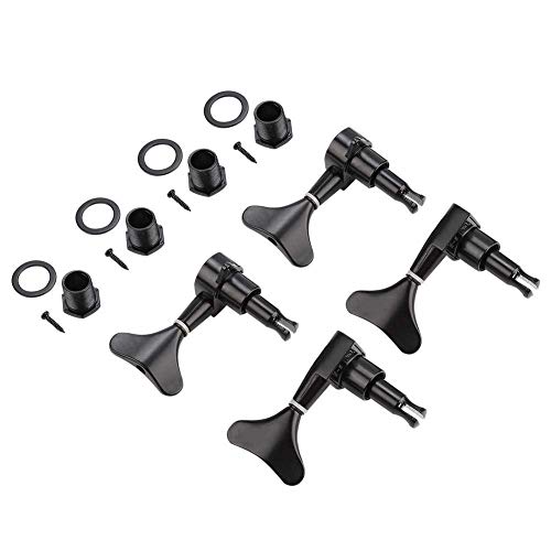 Alomejor 4 Pièces Mécaniques de Guitare Basse Professionnelles Bouton Queue de Poisson Noir pour Tuning Précis Compatible avec Toutes Les Basses Électriques
