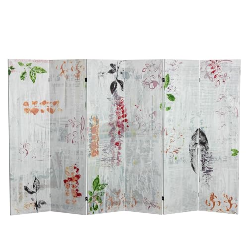 Red Lantern 6 ft. Tall Double Sided November Light Canvas Room Divider, White