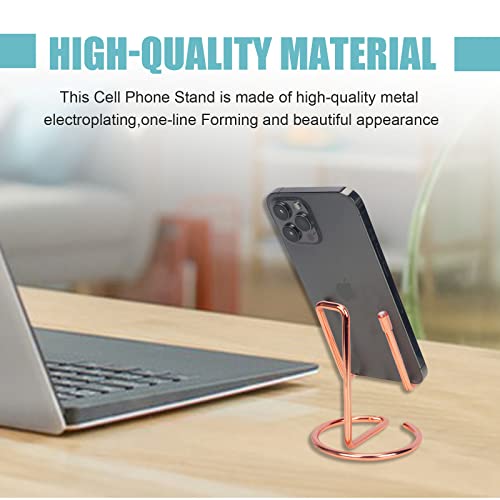 Emomas Cell Phone Stand For Desk, Cute Metal Cell Phone Stand Holder Desk Accessories， Compatible With Iphone/Android Phones/Ipad Mini/Kindle, Charging Accessories（Rose Gold） #TOP4