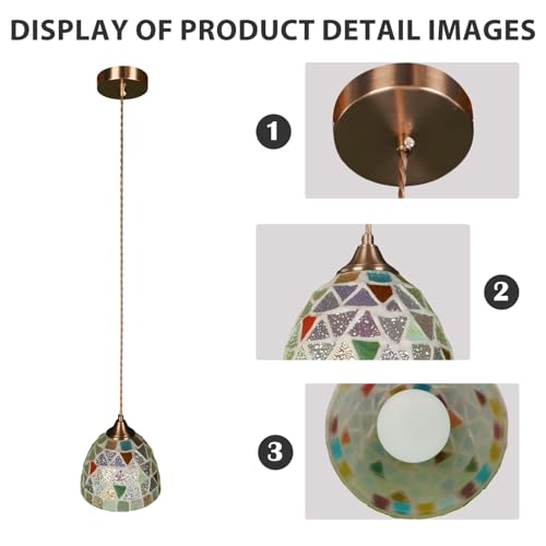 mfanchan 7-Inch Modern Single Head Pendant Light, Colored Glass Semi Flush Mount Ceiling Light Fixture, Height-Adjustable Hanging Lamp for Kitchen Island Dining Room Hallway Foyer — view 6