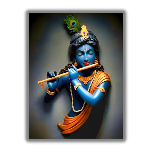 Best Janmashtami Decorations from Amazon India 97 Framehub Krishna Acrylic Wall Art - Blue & Golden UV Printed 4K D...