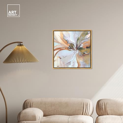 Art Remedy Golden Aesthetic Framed Boho Abstract 1 Piece Canvas Wall Art, 25.5" x 25.5", Gold Frame by Art Remedy - Image 2