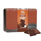 ChocZero Milk Chocolate Caramel Crunch Keto Bark - Healthy Snacks - Gluten Free with Candied Caramels (48 Bars - 19.2 Ounce Tin)
