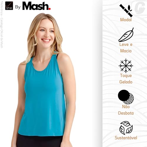 Blusa Regata Modal Tiras Costa Yoga She by Mash Feminino Adulto | Azul | M