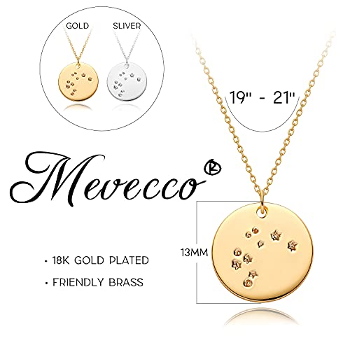 MEVECCO Gold Necklace Coin Disc Zodiac 12 Constellation Star Connected Engraved Horoscope Sign Astrology Pendant 18K Gold Plated Chain Dainty Personalized Simple Jewelry4