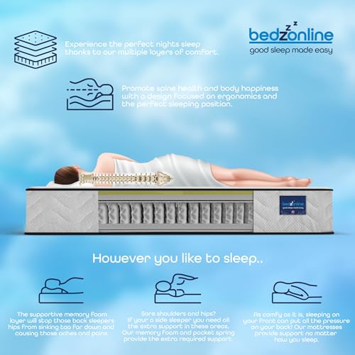 BEDZONLINE Pocket Spring Memory Foam Hybrid Mattress - 4ft Small Double (190 x 120 x 20cm) | Cooling & Hypoallergenic | Medium Firmness Sleep Support | Orthopaedic, Motion Isolation & Pressure Relief - Image 5