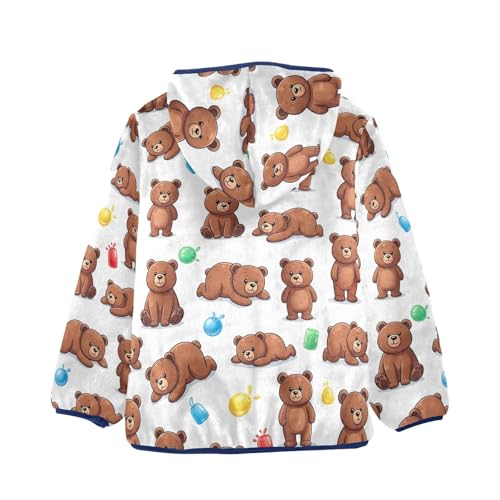CHIFIGNO Cute Cartoon Brown Bears Boys Winter Jacket, Kids Zip up Jacket Thick for Fall Winter Spring 3T2