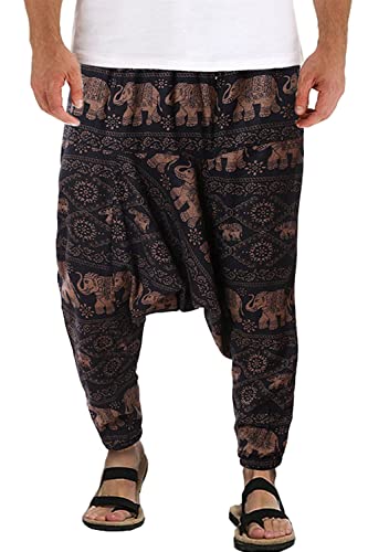PERDONTOO Hommes Sarouel Confortable Taille Élastique Décontracté Hippies Pantalon (S,Couleur 9)