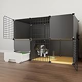 TXGJWRA Homey Pet Cage,Collapsible Pet Cage,Kitten Cage for Indoor Cats,Indoor Cat Cage with Litter Box,Metal Material,Easy to Assemble Cattery,Black-111 * 49 * 75cm-B