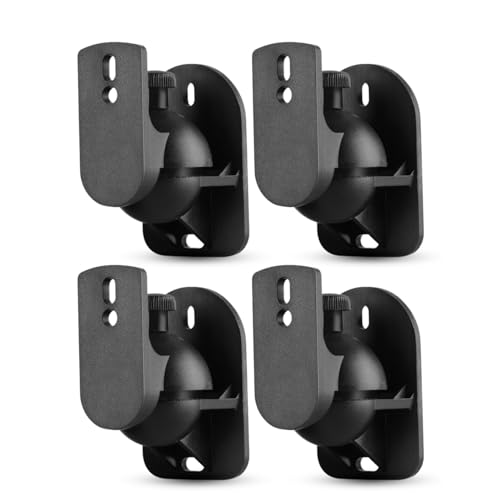 TNP - Soporte universal para altavoz satélite de montaje en pared, abrazadera de montaje en techo con rotación ajustable y ángulo de inclinación para sistema de sonido envolvente de cine en casa,