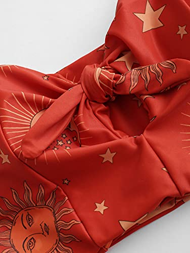 ZAFUL Women Ribbed Keyhole Tied High Waisted Bikini Spaghetti Straps Two Pieces Swimsuit Bathing Suit2