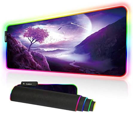 Large Gaming Mouse Pad - 10 Light Modes Oversized Glowing Led Extended Mousepad, High Speed Tracking Surface Non-Slip Rubber Base (80x30 FGtriptree)