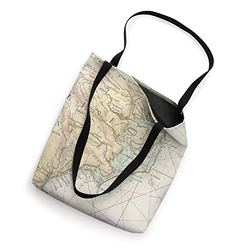 Bolso Tote Outer Banks NC Mapa Vintage 1778 miniatura 2