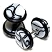 White Marble Acrylic Fake Cheaters Faux Illusion Plugs 0G Gauge 8mm 1 Pair Medium