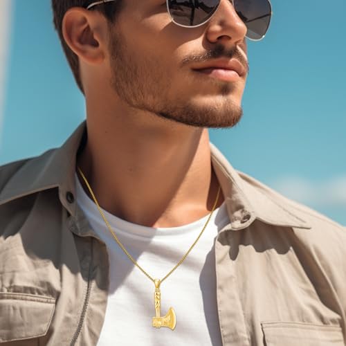 MEDWISE Viking Axe Pendant Necklace Celtic Wolf S925 Sterling Silver Celtic Norse Talisman Viking Rune Viking Jewelry Axe Warrior Hatchet Axe Amulet Necklace for Men Women3