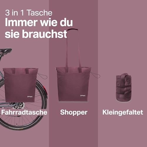 otinga® Shopper Fahrradtasche faltbar [14L Volumen] ideal als Zusatztasche zum Verstauen I Einkaufstasche Fahrrad für jeden Gepäckträger I Extra leichte & Wasserabweisende Fahrradtasche Damen